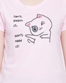 Shop Women's Pink & Black Cute Kitty Quote Graphic Printed Cotton T-shirt & Pyjamas Set