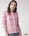 Shop Women's Pink & Blue Checked Top-Front