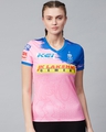 Shop Women's Pink & Blue Rajasthan Royals Color Block Slim Fit T-shirt-Front