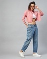 Shop Women's Pink Boxy Fit Crop Shirt-Full