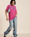 Shop Women's Pink Brooklyn Typography Oversized T-shirt-Full