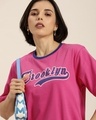 Shop Women's Pink Brooklyn Typography Oversized T-shirt
