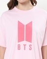 Shop Women's Pink BTS Typography Oversized T-shirt