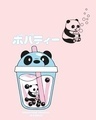 Shop Women's Pink Bubble Panda Graphic Printed Boyfriend T-shirt-Full