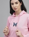 Shop Women's Pink Butterfly Printed Hooded Sweatshirt