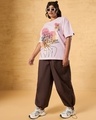 Shop Women's Pink Calm And Chaotic Graphic Printed Oversized Plus Size T-shirt-Full