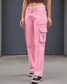 Shop Women's Pink Cargo Pants-Front