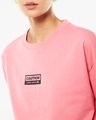 Shop Women's Pink Caution Typography Oversized Fit T-shirt