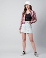 Shop Women's Pink Checked Boxy Fit Crop Shirt-Full