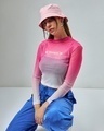 Shop Women's Pink Ombre Slim Fit Short Top-Front