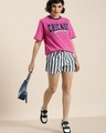 Shop Women's Pink Chicago Typography Oversized T-shirt-Full