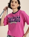 Shop Women's Pink Chicago Typography Oversized T-shirt