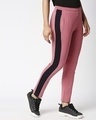 Shop Women's Pink Color Block Slim Fit Track Pants-Full
