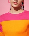 Shop Women's Pink Color Block T-shirt