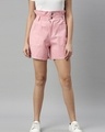 Shop Women's Pink Denim Shorts-Front