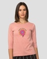 Shop Women's Pink Donut Disturb Me Graphic Printed 3/4th Sleeve T-shirt-Front