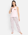Shop Women's Pink Donuts & Fruits Printed Nightsuit-Front