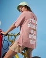 Shop Women's Pink Dumb Day Graphic Printed Oversized T-shirt-Front