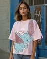 Shop Women's Pink Dumbo Graphic Printed Oversized T-shirt-Front