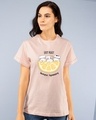 Shop Women's Pink Easy Peasy Lemon Squeezy Graphic Printed Boyfriend T-shirt-Front