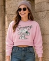 Shop Women's Pink Embroidered Oversized Cropped Sweatshirt-Front