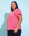 Shop Women's Pink Embroidered Relaxed Fit Plus Size Shirt-Design