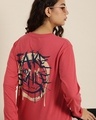 Shop Women's Pink Fake Typography Oversized T-shirt-Front