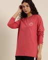 Shop Women's Pink Fake Typography Oversized T-shirt-Design
