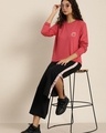 Shop Women's Pink Fake Typography Oversized T-shirt-Full