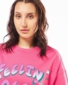 Shop Women's Pink Feelin Bougie Graphic Printed Oversized T-shirt