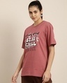 Shop Women's Pink Feeling Good Typography Oversized T-shirt-Design