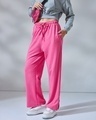 Shop Women's Pink Trackpants-Front