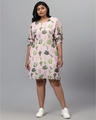 Shop Women's Pink Floral Design Stylish Casual Dress-Front