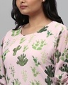 Shop Women's Pink Floral Design Stylish Casual Dress-Full