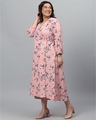 Shop Women's Pink Floral Design Stylish Casual Dress-Design