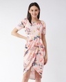 Shop Women's Pink Floral Printed Tulip Dress-Front