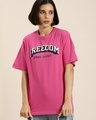 Shop Women's Pink Freedom Typography Oversized T-shirt-Front