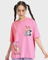 Shop Women's Pink Frenemies T&J Graphic Printed Oversized T-shirt-Front