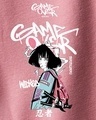 Shop Women's Pink Game Over Graphic Printed Oversized Hoodies