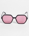 Shop Women's Pink Geometric Polarised Lens Sunglasses-Design