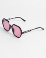 Shop Women's Pink Geometric Polarised Lens Sunglasses-Full