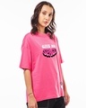 Shop Women's Pink Give Me Space Graphic Printed Oversized T-shirt-Full