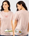 Shop Women's Pink Go With the Flow Graphic Printed Boyfriend T-shirt-Front