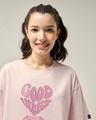 Shop Women's Pink Good Vibes Typography Oversized T-shirt