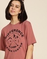 Shop Women's Pink Grand Canyon Typography Oversized T-shirt-Full