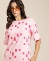 Shop Women's Pink Graphic Oversized T-shirt-Front