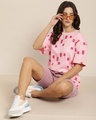 Shop Women's Pink Graphic Oversized T-shirt