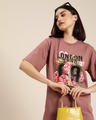 Shop Women's Pink Graphic Print Oversized T-shirt-Front