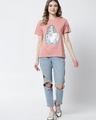 Shop Women's Pink Graphic Printed Loose Fit T-shirt-Full