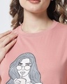 Shop Women's Pink Graphic Printed Loose Fit T-shirt